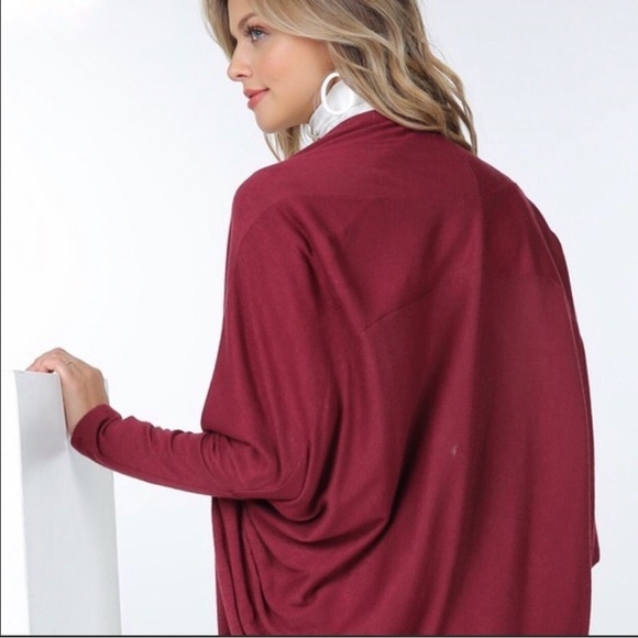 Tenley cranberry Cocoon cardigan - Picture 4 of 5